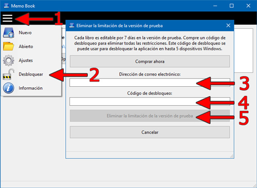 Eliminar la limitación de la versión de prueba