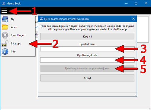 Fjern begrensningen av prøveversjonen